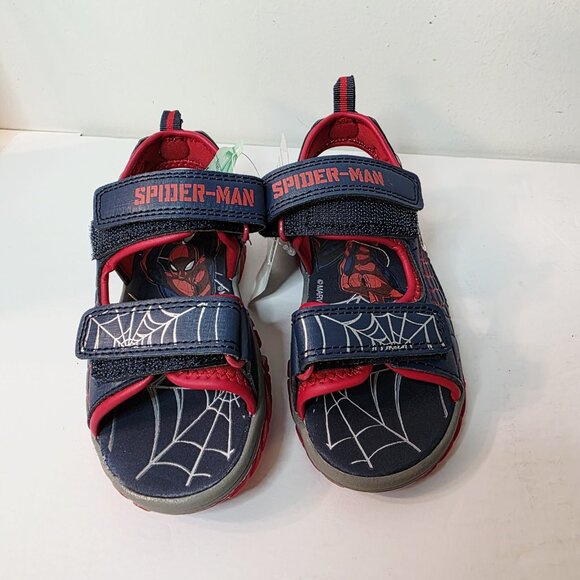 Spider-Man Toddler Boy Light Up Sandals Shoes Sz 6 Marvel Comic Blue Gray - Picture 2 of 5